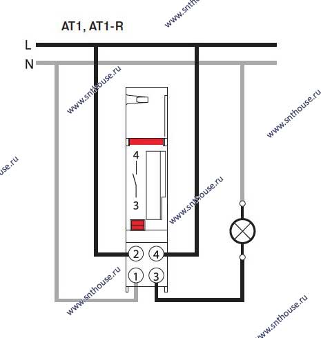 Подключение бойлера (водонагревателя) через реле времени ABB AT1-R